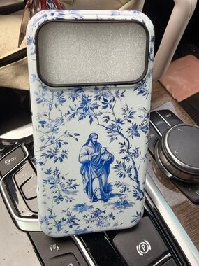 Blue Floral Religious Art Phone Case - Compatible Cell Phone Accessory